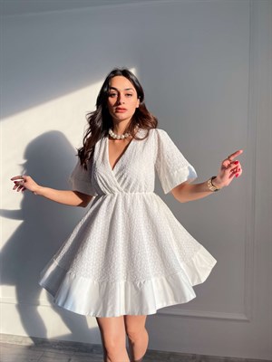 Beyaz Tasarım Mini Elbise