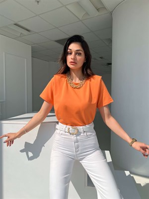 Orange Omuz Detay Basic Tshirt