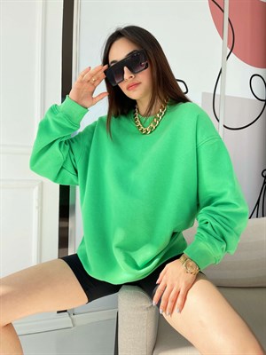 Yeşil Örme Sweatshirt